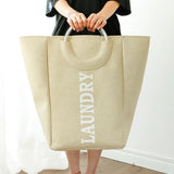 Beige foldable Laundry Basket Washing Basket Hamper Dirty Clothes Storage Bags