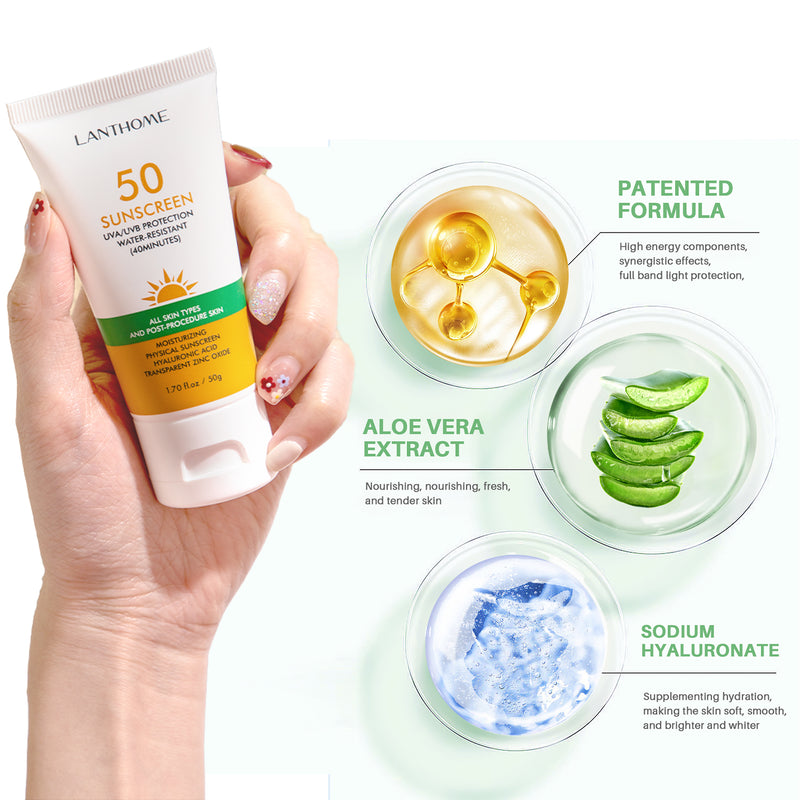 SPF 50+++ Sunscreen Moisturizing Physical Cream, Hyaluronic Acid