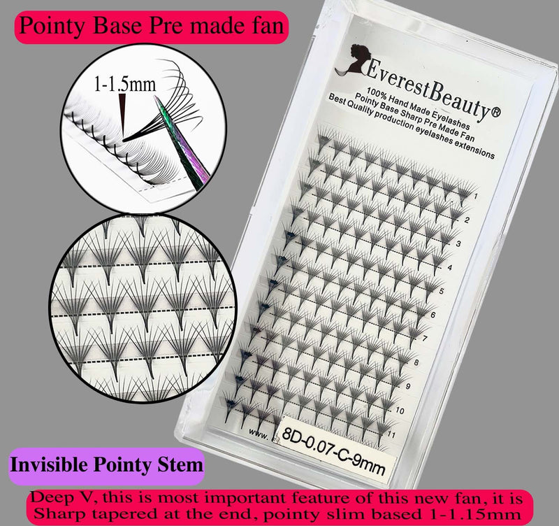 Pre Made Pointy Base Volume Fan Lashes 10D Mink Eyelash Extensions