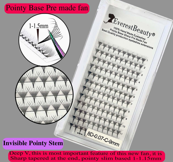Pre Made Pointy Base Volume Fan Lashes 8D Mink Eyelash Extensions