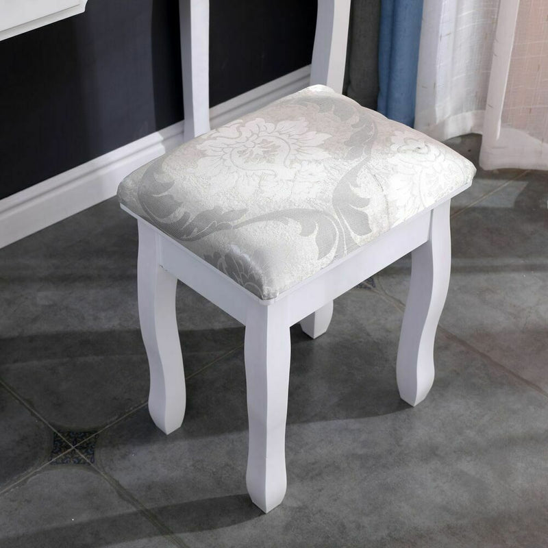 White Dressing Table LED lights Vanity Table With Mirror Stool Bedroom Furniture