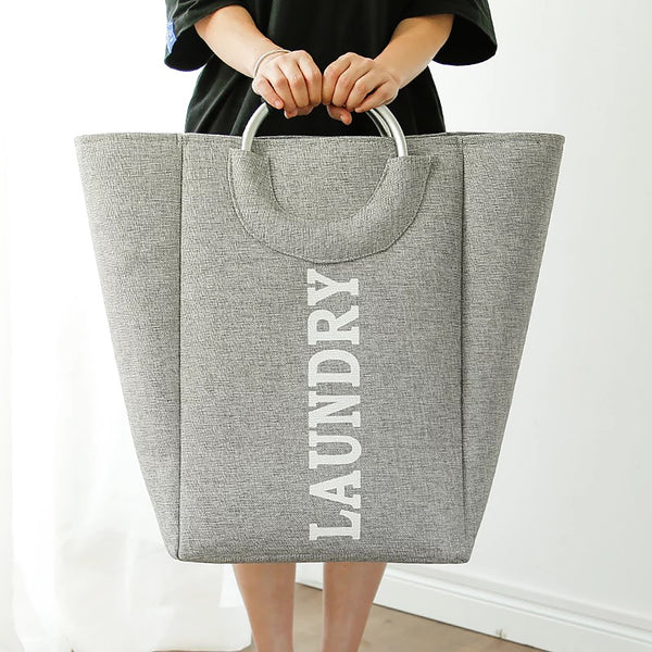 Gray foldable Laundry Basket Washing Basket Hamper Dirty Clothes Storage Bags