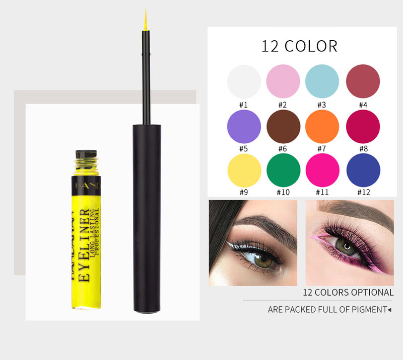 12 Color Matte Liquid Eyeliner Waterproof Eye Liner Pen Long Lasting Eye Makeup