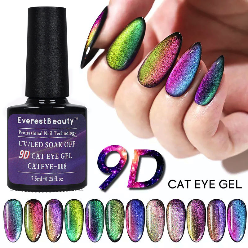 Universal Rainbow Cat Eye Gel Nail Polish 9D Holographic Reflective Glitter Gel  Nail Polish Magnetic Nail Polish Laser Diamond Cat Eye Nail Polish Led UV Gel  Nail Polish Kit - Walmart.com