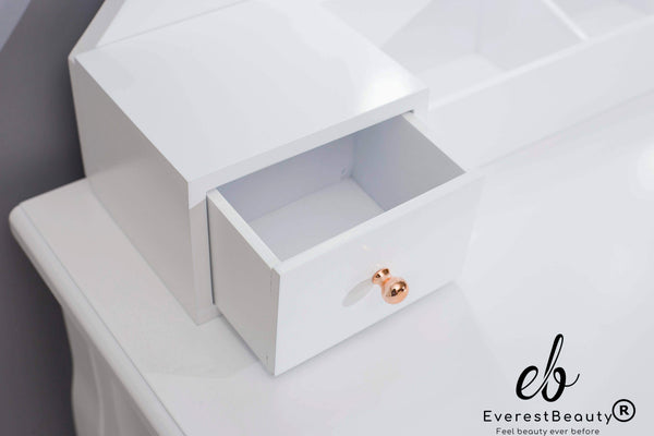 White Dressing Table LED lights Vanity Table With Mirror Stool Bedroom Furniture