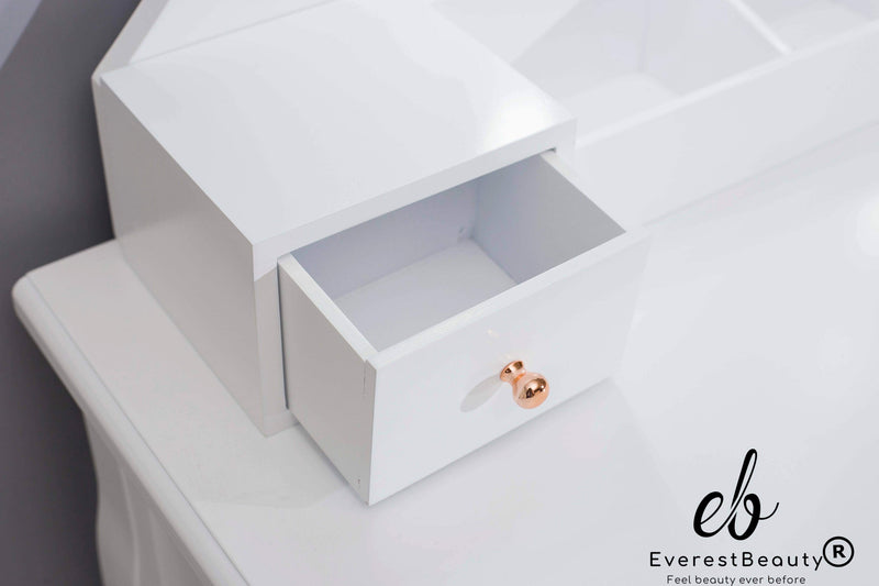 White Dressing Table LED lights Vanity Table With Mirror Stool Bedroom Furniture