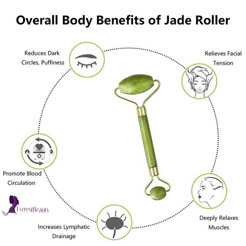 Jade Face Massage Roller Beauty Tool Facial Eye Neck Body Anti Ageing Therapy