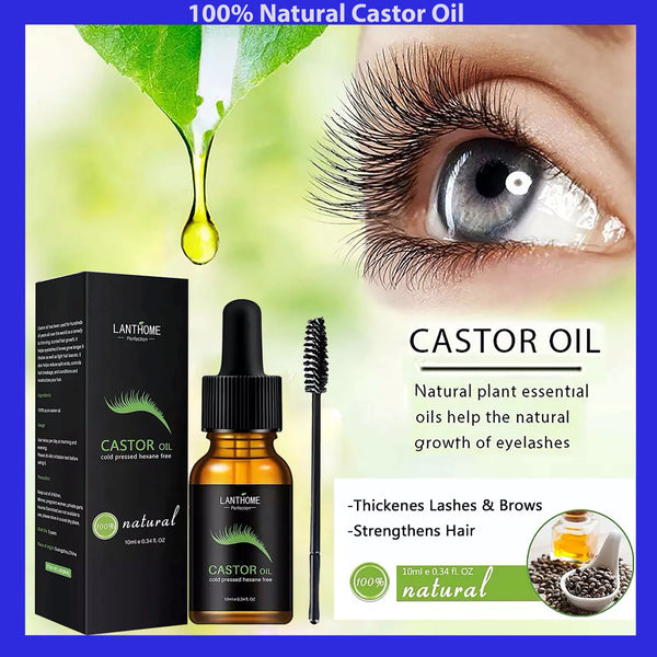 100% Pure Organic Castor Oil for Eyelashes Eyebrows Hair Growth Body Care Oil