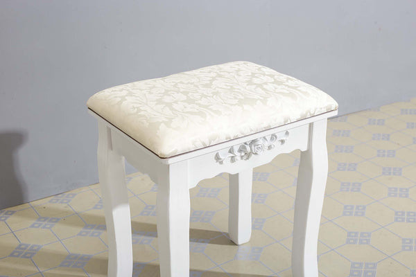 White Luxury Dressing Table, Mirror & Stool Set (4 Drawer) Bedroom Makeup Desk vanity