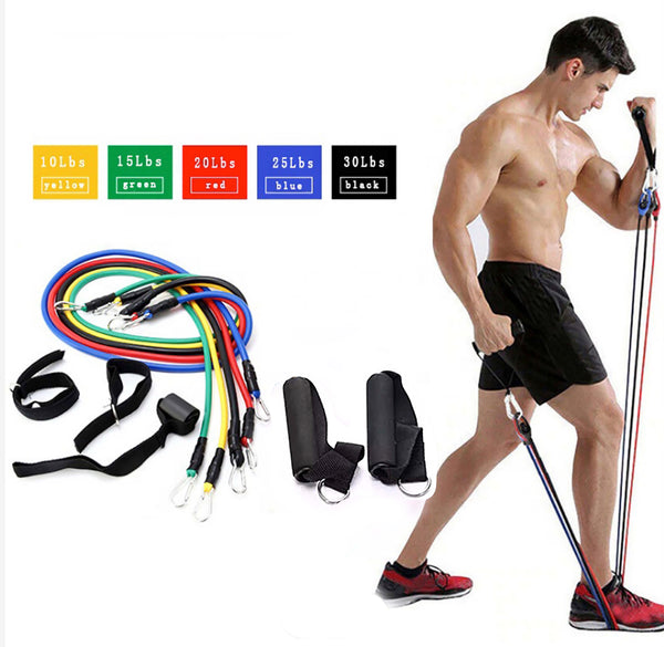 Resistance Bands Weights Home Fitness Training Gym Workout 11 Pcs Set