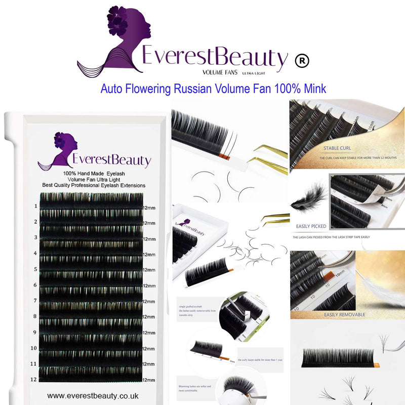 Russian Volume Auto Flourishing Lashes 0.05 100% Mink Eyelash Extensio –  Everest House Ltd