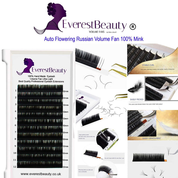 Russian Volume Auto Flourishing Lashes  0.10 Mink Eyelash Extensions CURL DD