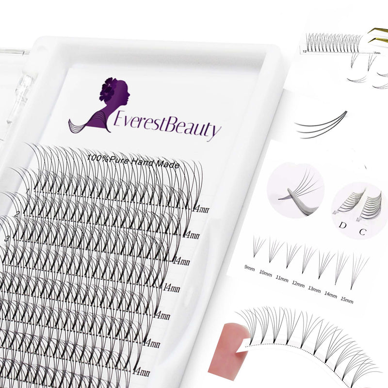 PRE MADE RUSSIAN VOLUME FAN LASHES 5D MINK EYELASHES EXTENSIONS Thickness 0.12 CURL D/C