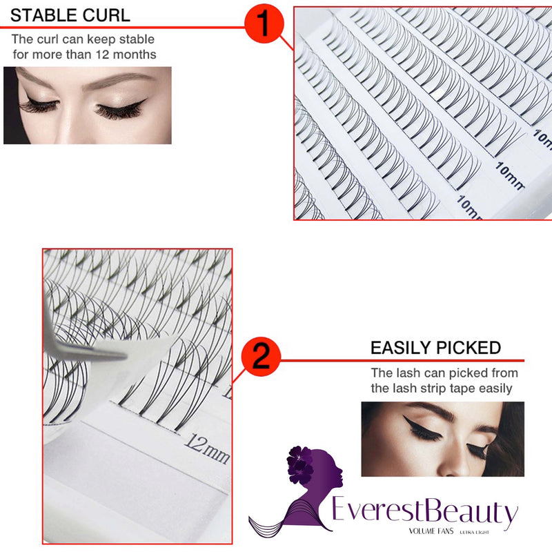 Pre made Russian Volume Fan Lashes 5D Mink Eyelash Extensions Thickness 0.10 Curl D/C