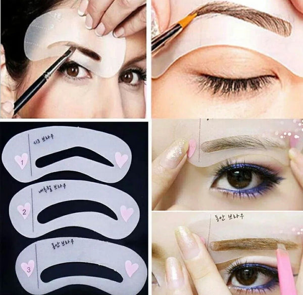 Eyebrow Stencils Shaper Grooming Kit Brow MakeUp Template Tool Reusable