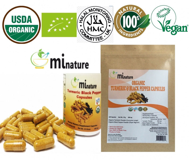 Turmeric and Black Pepper Capsules 100% Natural Turmeric-Capsules 120